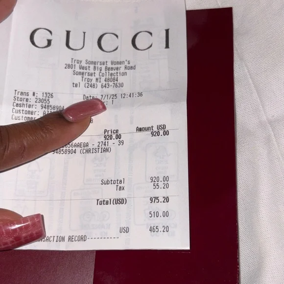 Gucci Red and White Receipt - Picture 4 of 5